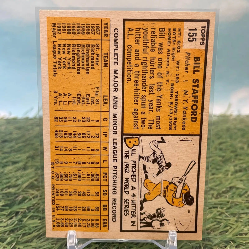 1963 Topps #155 Bill Stafford New York Yankees VG - Baseball Card Single
