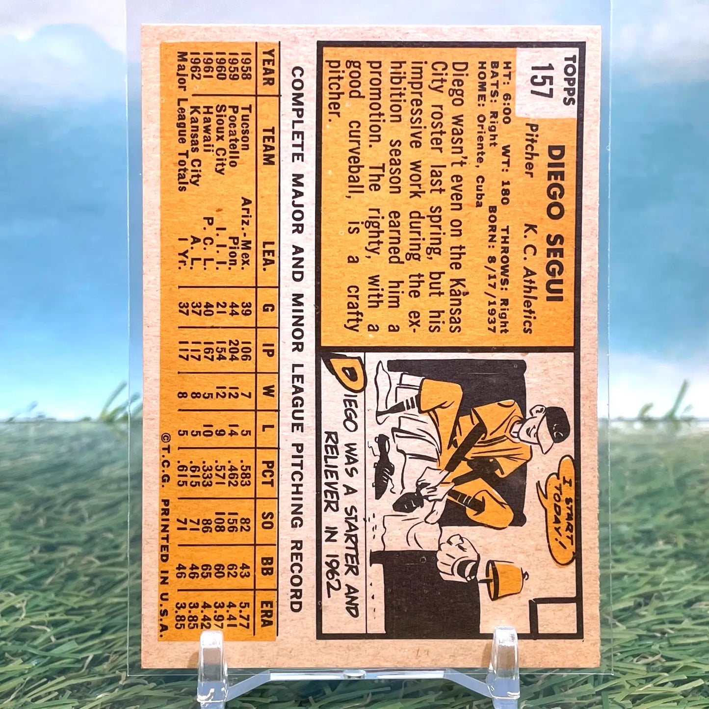 1963 Topps #157 Diego Segui KC Athletics FREE SHIPPING - Baseball Card Single