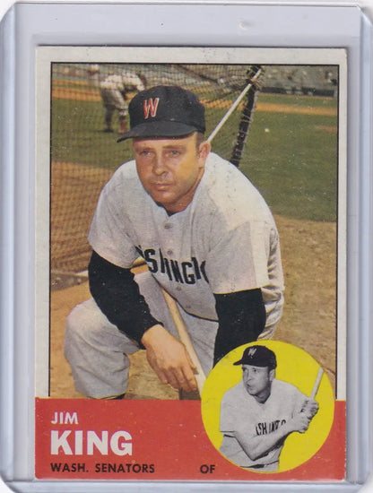 Vintage 1963 Topps Jim King trading card of Washington Senators player in uniform