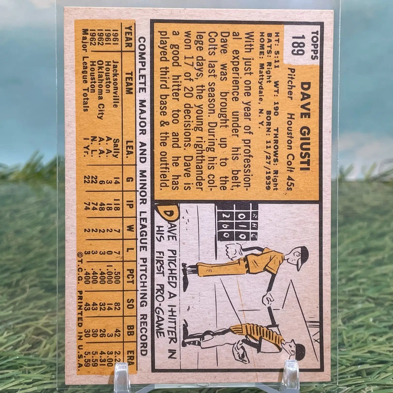 1963 Topps #189 Dave Giusti - Baseball Card Single