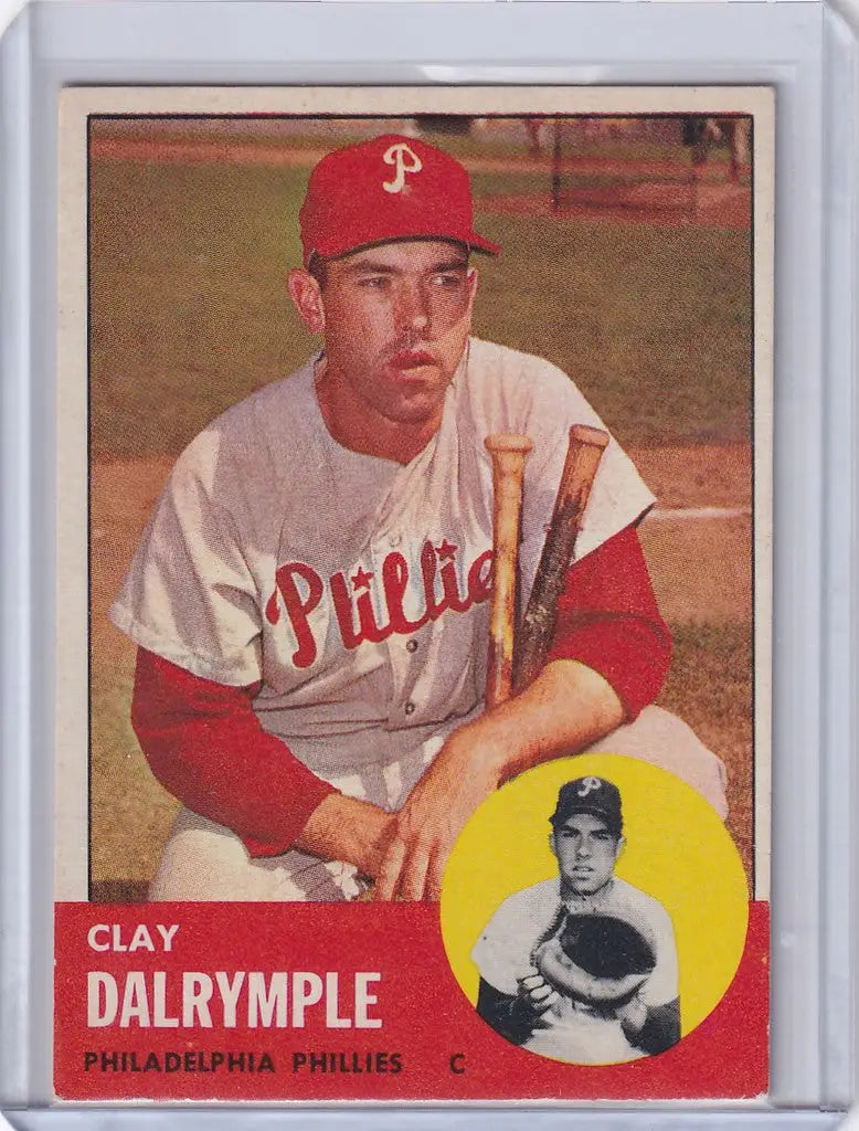 Clay Dalrymple trading card from 1963 Topps featuring Philadelphia Phillies player