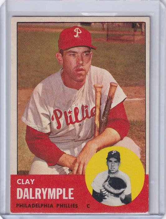 Clay Dalrymple trading card from 1963 Topps featuring Philadelphia Phillies player