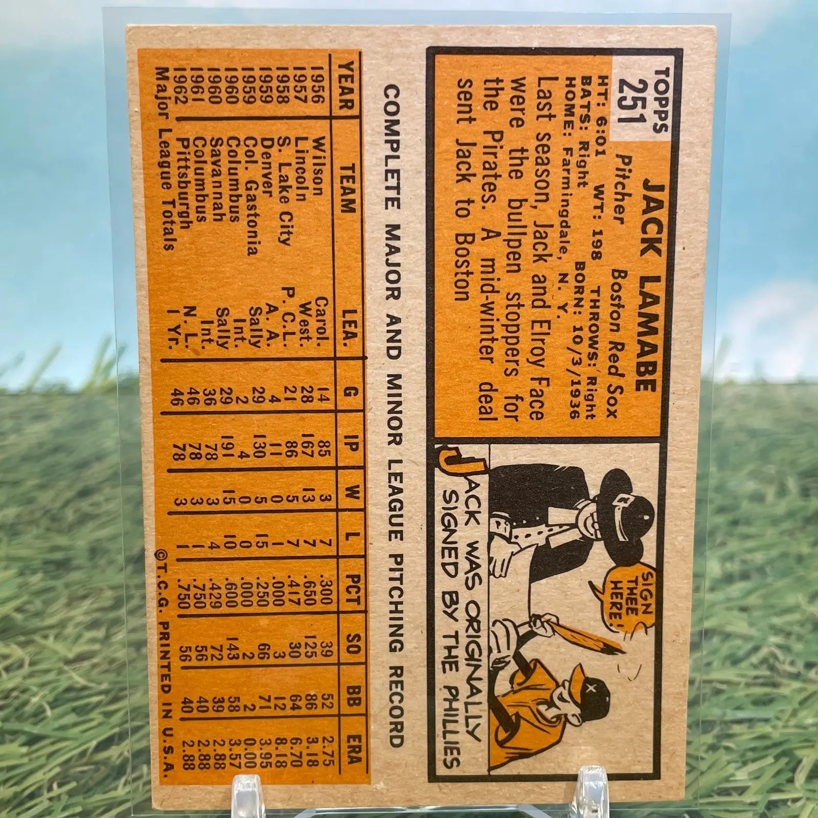 1963 Topps #251 Jack Lamabe Boston Red Sox - Baseball Card Single