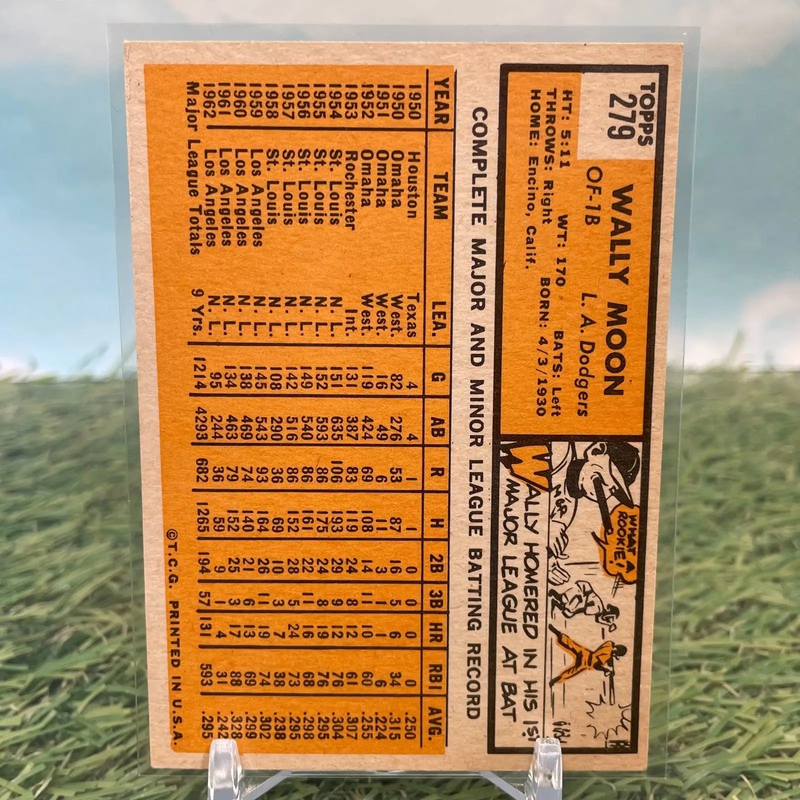 1963 Topps #279 Wally Moon Los Angeles Dodgers EX - Baseball Card Single