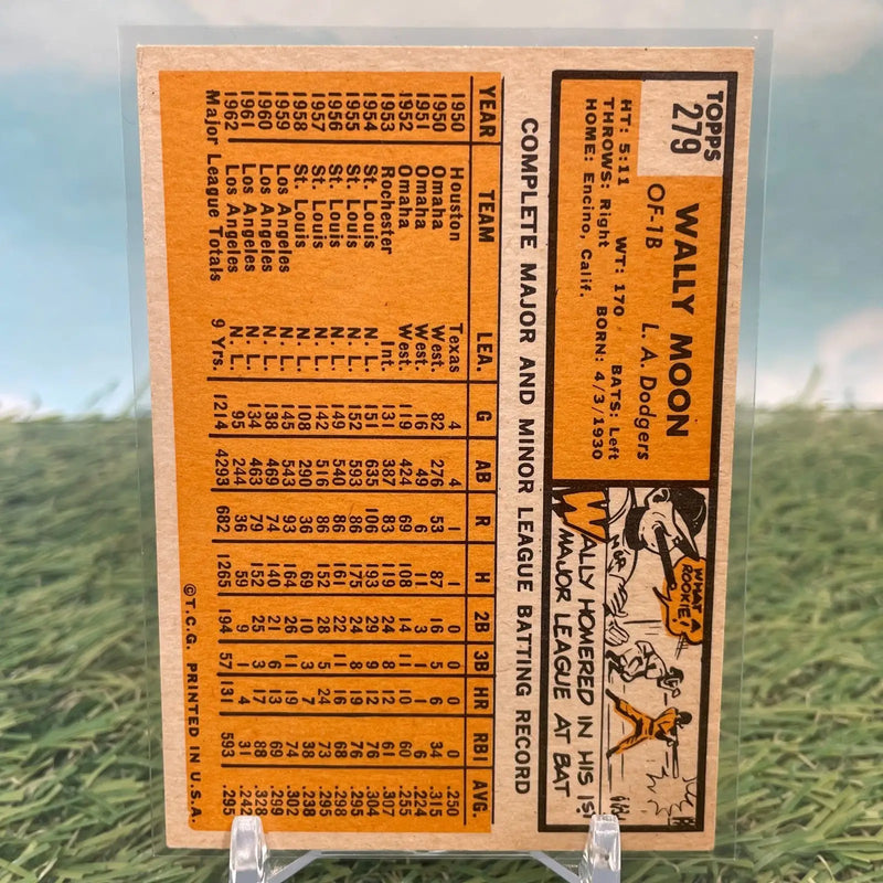 1963 Topps #279 Wally Moon Los Angeles Dodgers EX - Baseball Card Single