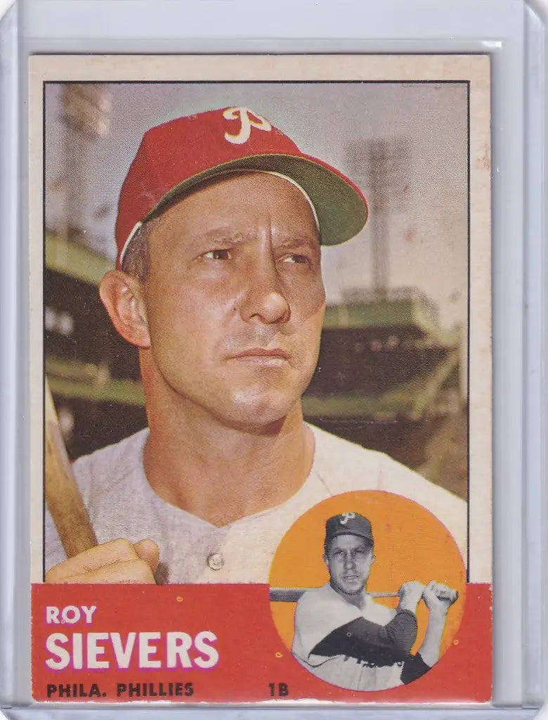Baseball card of Roy Sievers - Philadelphia Phillies from 1963 Topps set