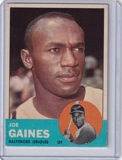 Baseball card of Joe Gaines - Baltimore Orioles from the 1963 Topps set