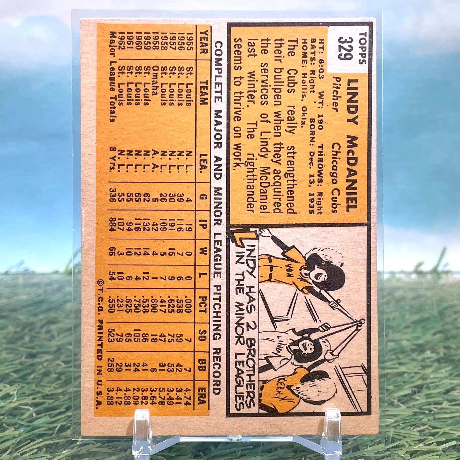 1963 Topps #329 Lindy McDaniel Cubs FREE SHIPPING - Baseball Card Single