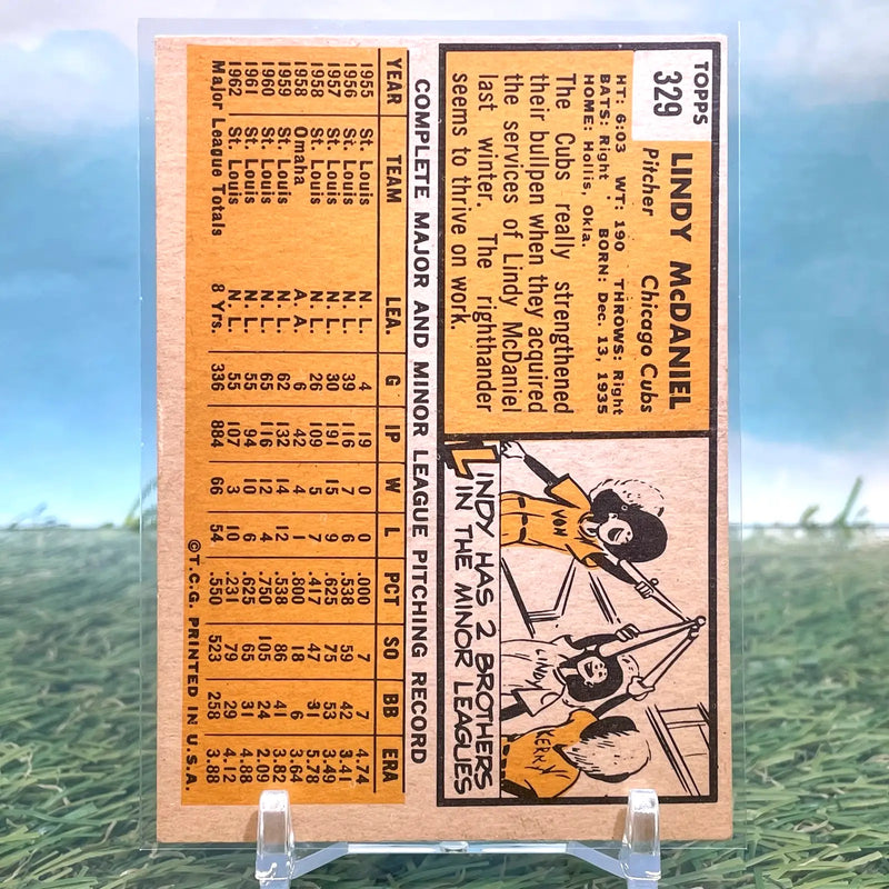 1963 Topps #329 Lindy McDaniel Cubs FREE SHIPPING - Baseball Card Single