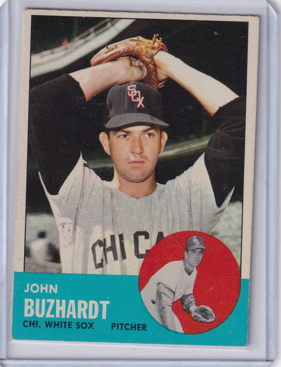 Vintage 1963 Topps John Buzhardt Chicago White Sox baseball card in pristine condition