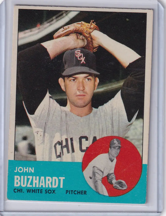 Vintage 1963 Topps John Buzhardt Chicago White Sox baseball card in pristine condition
