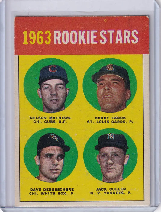 1963 Topps 54 1963 Rookie Stars - Mathews / Fanok / DeBusschere / Cullen - Baseball Card Single