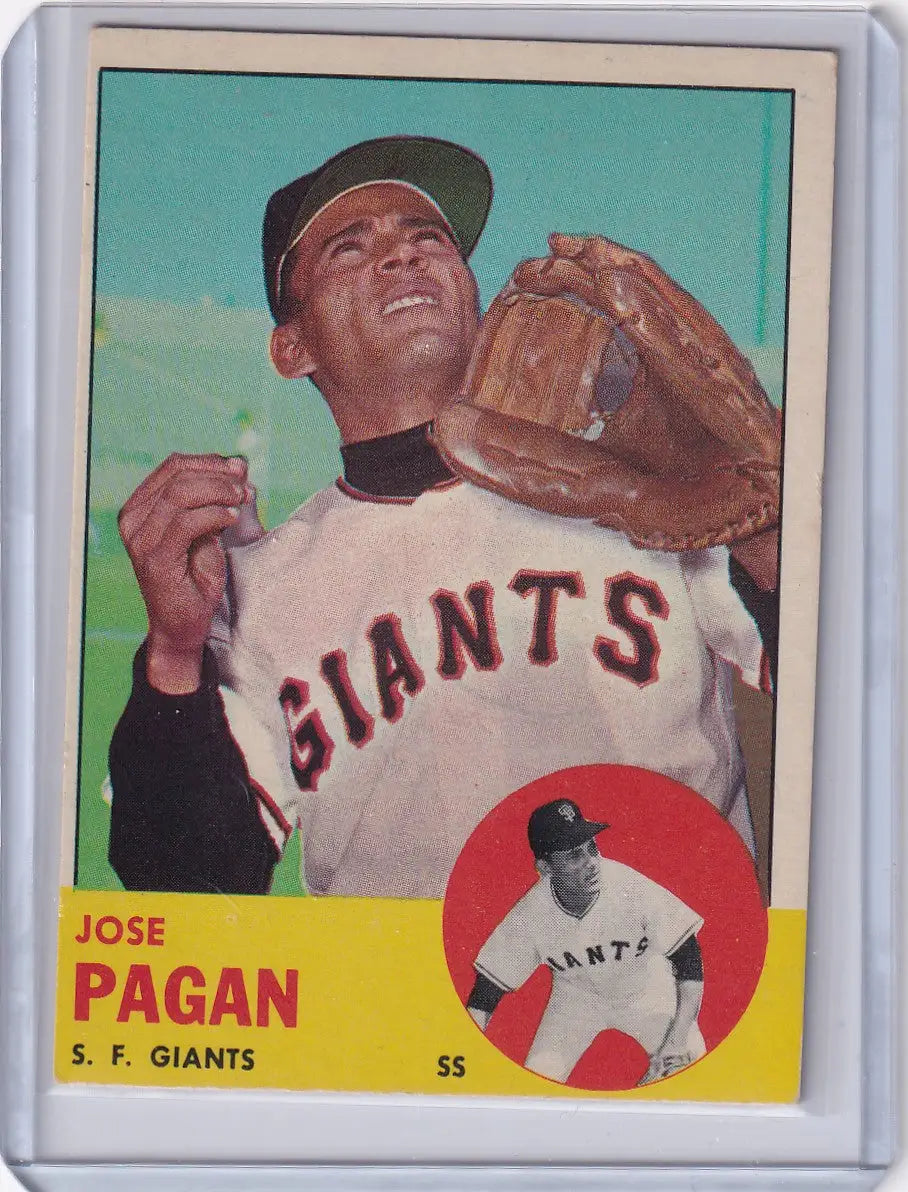 1963 Topps 545 Jose Pagan baseball card featuring San Francisco Giants player