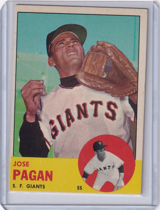 1963 Topps 545 Jose Pagan baseball card featuring San Francisco Giants player