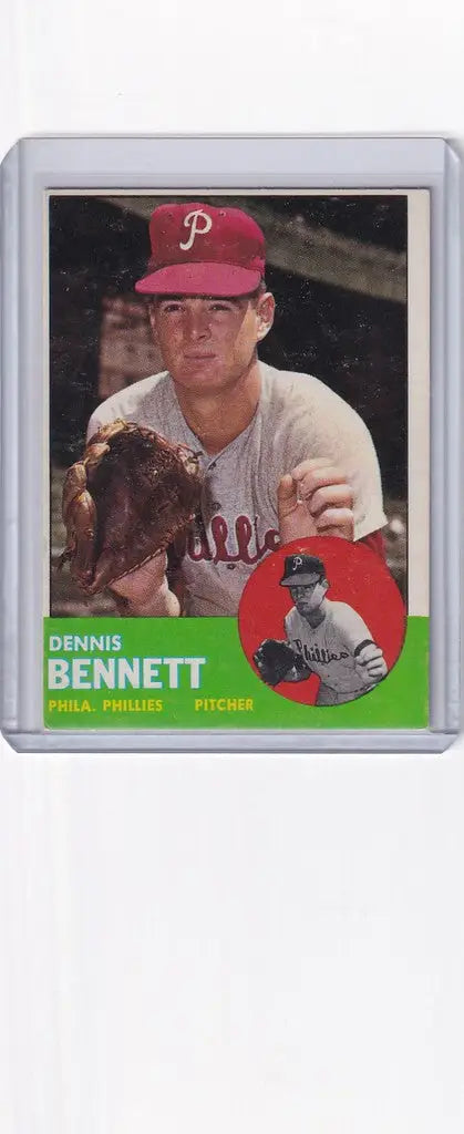 Baseball card of Dennis Bennett from the Philadelphia Phillies 1963 Topps set