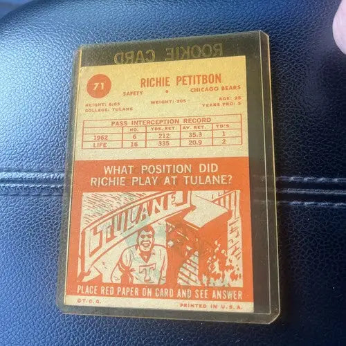 Vintage Richie Petitbon rookie card from 1963 Topps sports trading collection