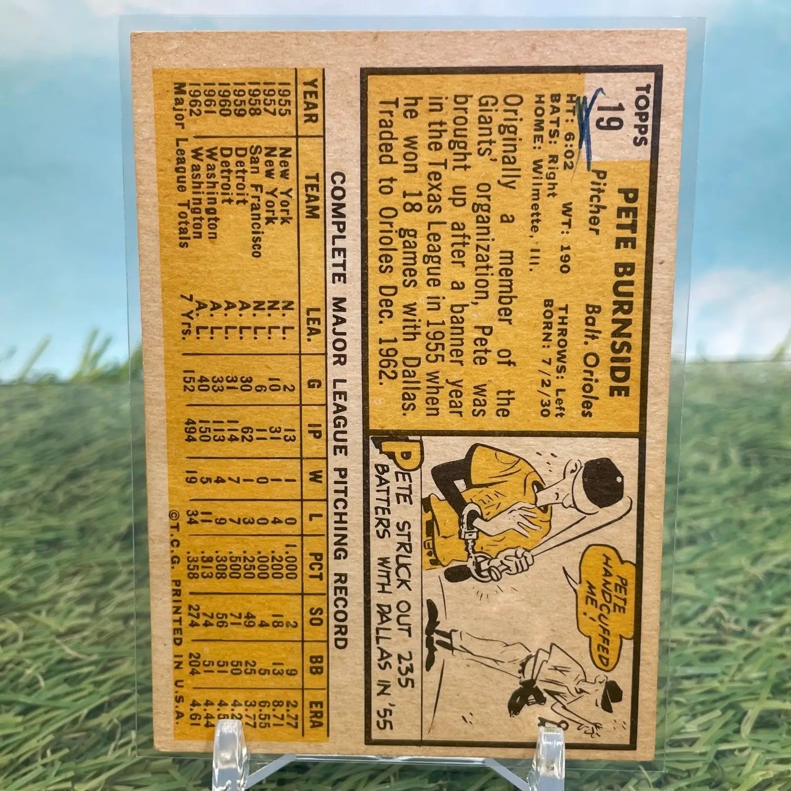 1963 Topps Baltimore Orioles Baseball Card #19 Pete Burnside - Baseball Card Single