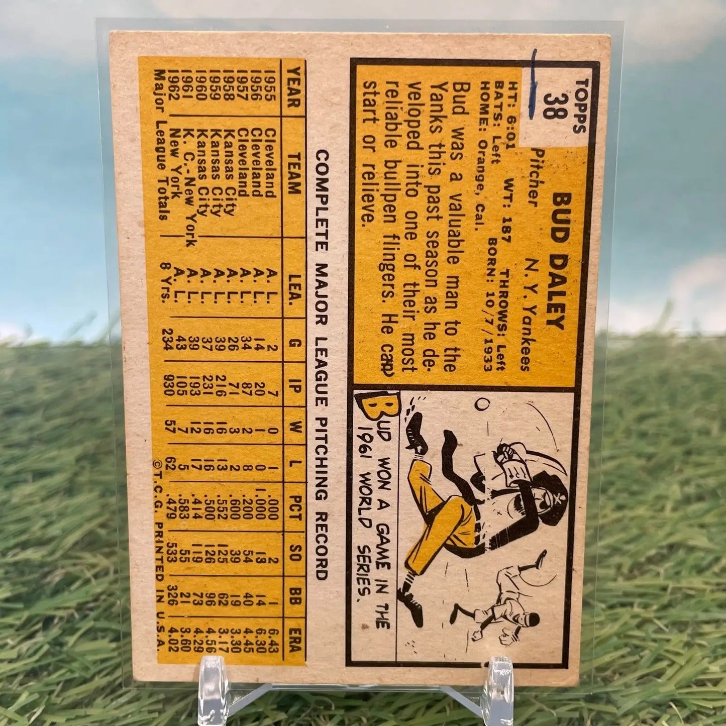 1963 Topps Baseball #38 Bud Daley Pitcher New York Yankees VG-EX - Baseball Card Single