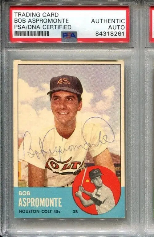 1963 Topps Bob Aspromonte #45 PSA DNA Certified Encased Houston Colt 45s Auto - Baseball Card Single