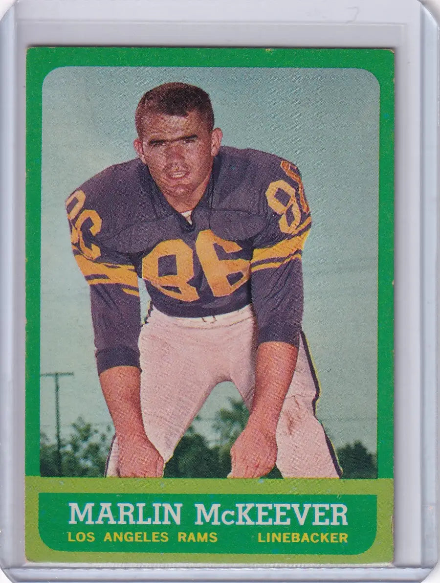 Vintage 1963 Topps Football card of Marlin McKeever, Los Angeles Rams linebacker
