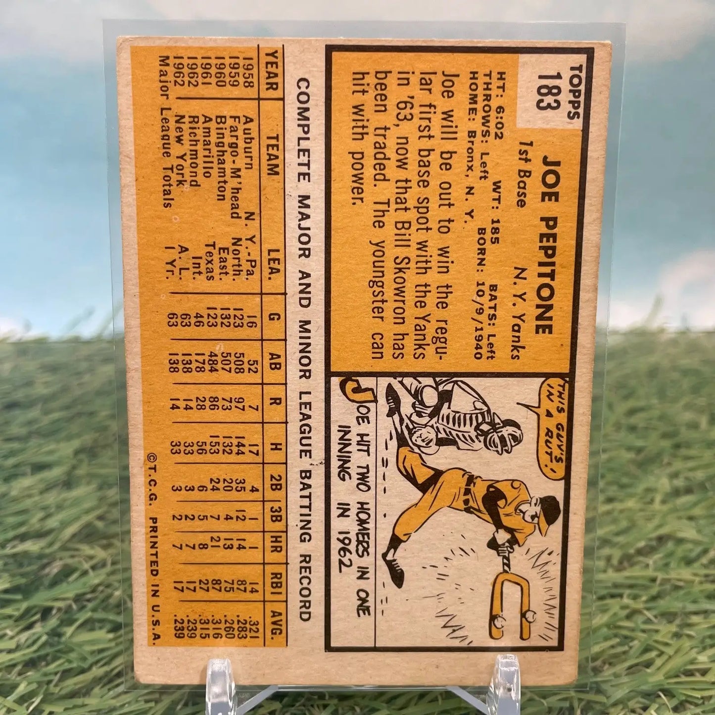 1963 Topps - Joe Pepitone #183 Near Mint+ Set Break Yankees