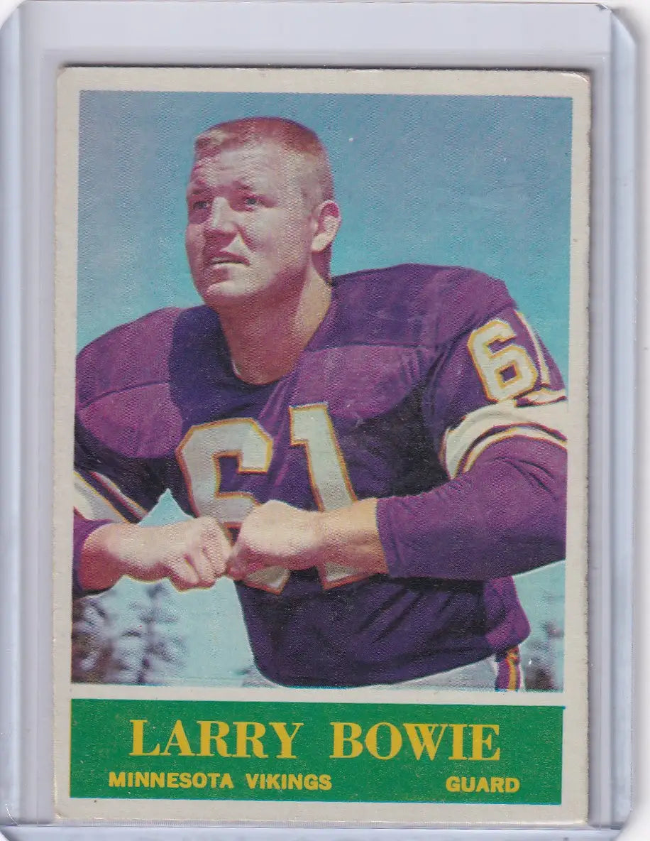 Vintage 1963 Minnesota Vikings Football Card of Larry Bowie in Purple Jersey Number 61
