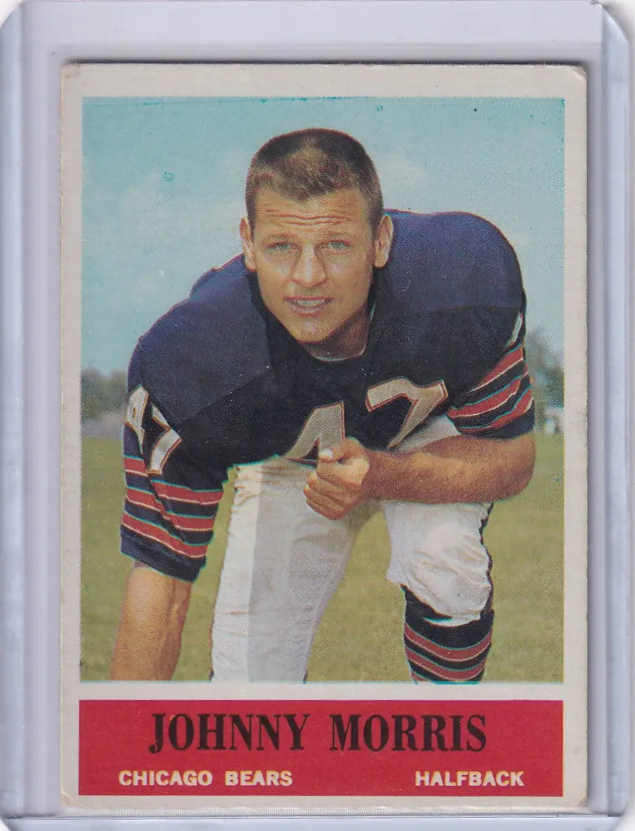 Vintage 1964 Philadelphia Football card of Johnny Morris in Chicago Bears uniform