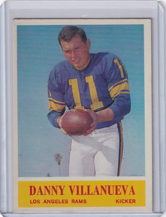 Vintage 1964 Philadelphia Football card of Danny Villanueva, Los Angeles Rams player
