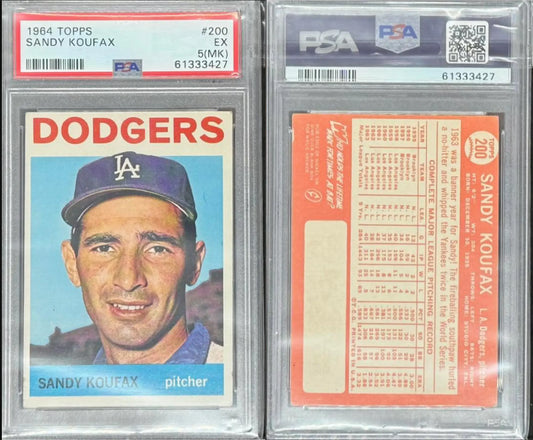 1964 Topps #200 Sandy Koufax PSA 5(MK) CENTERED!!! - Baseball Card Single