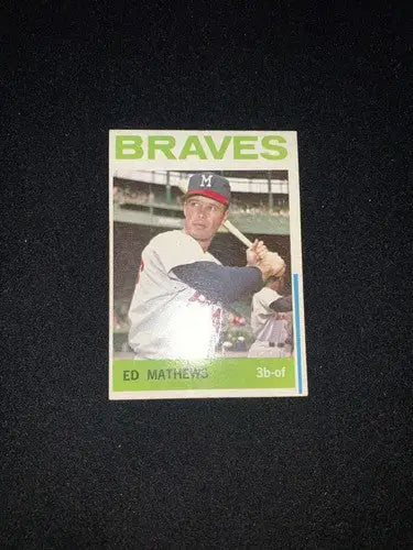 1964 Topps #35 Eddie Ed MATHEWS HOF Blue Line Version Print Error Variation Rare - Baseball Card Single