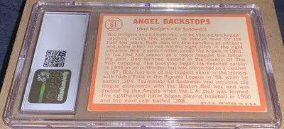 1964 Topps #61 California Angel Backstops Bob Rogers Ed Sadowski CSG 5 EX - Baseball Card Single