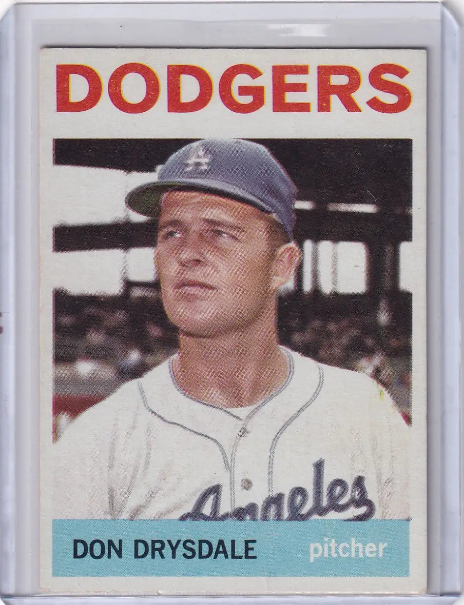 Vintage Los Angeles Dodgers 1964 Topps Baseball card of Don Drysdale