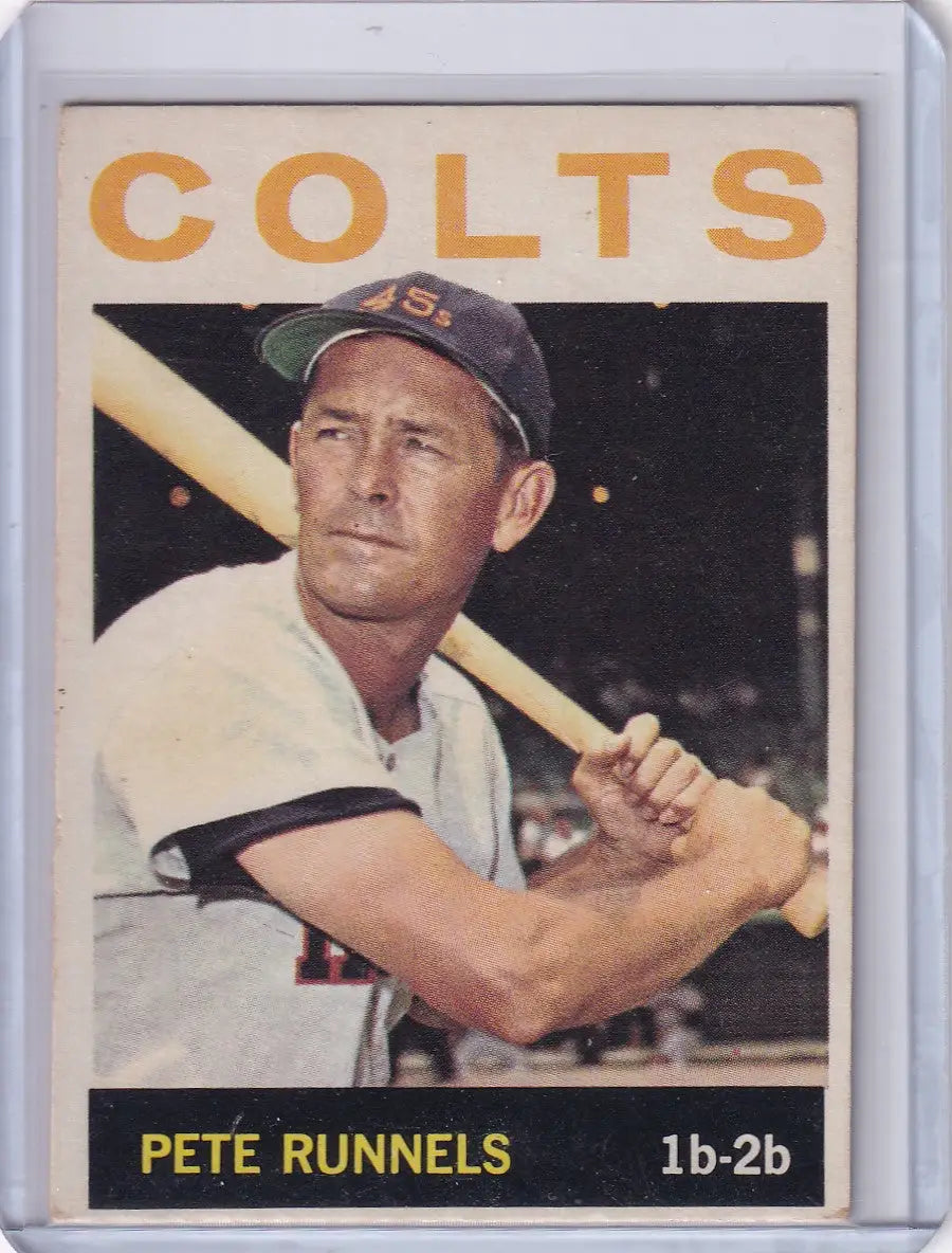 Vintage 1964 Topps Baseball card of Pete Runnels from the Houston Colt .45’s
