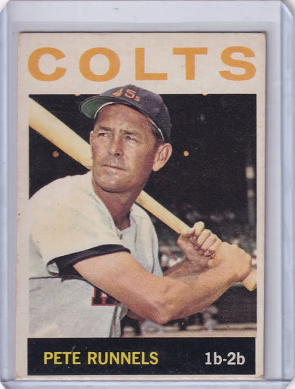 Vintage 1964 Topps Baseball card of Pete Runnels from the Houston Colt .45’s