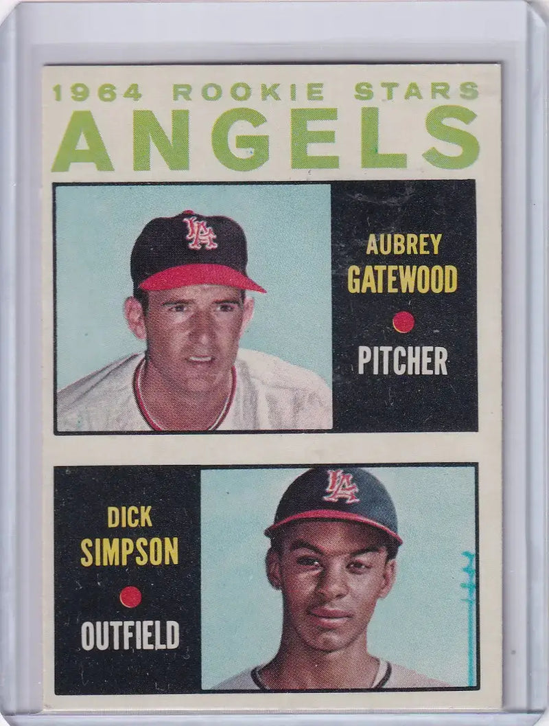1964 Topps Baseball #127 Angels Rookies - Aubrey Gatewood / Dick Simpson RC - Baseball Card Single