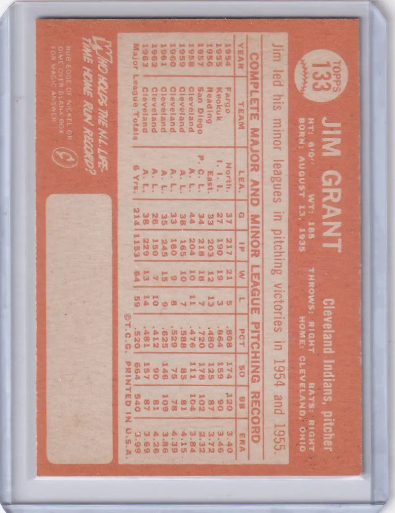 1964 Topps Baseball #133 Mudcat Grant - Cleveland Indians