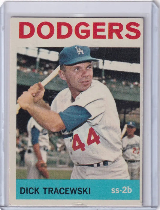1964 Topps Baseball card of Dick Tracewski, Los Angeles Dodgers player number 44