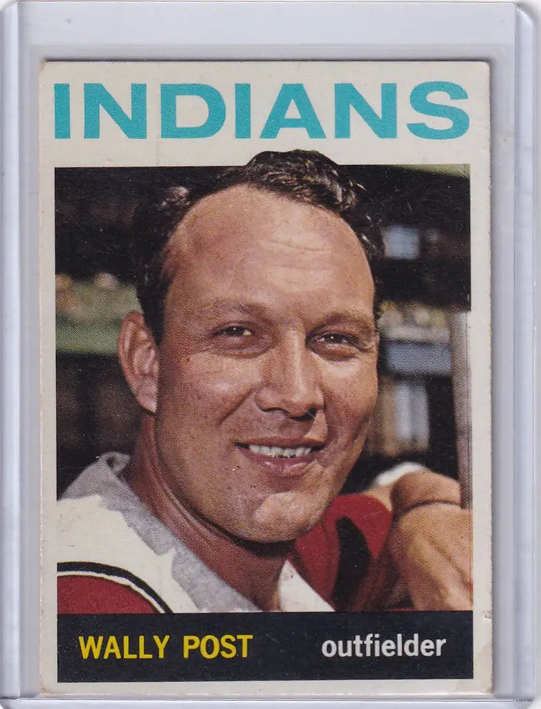 Wally Post Cleveland Indians outfielder 1964 Topps Baseball card smiling portrait