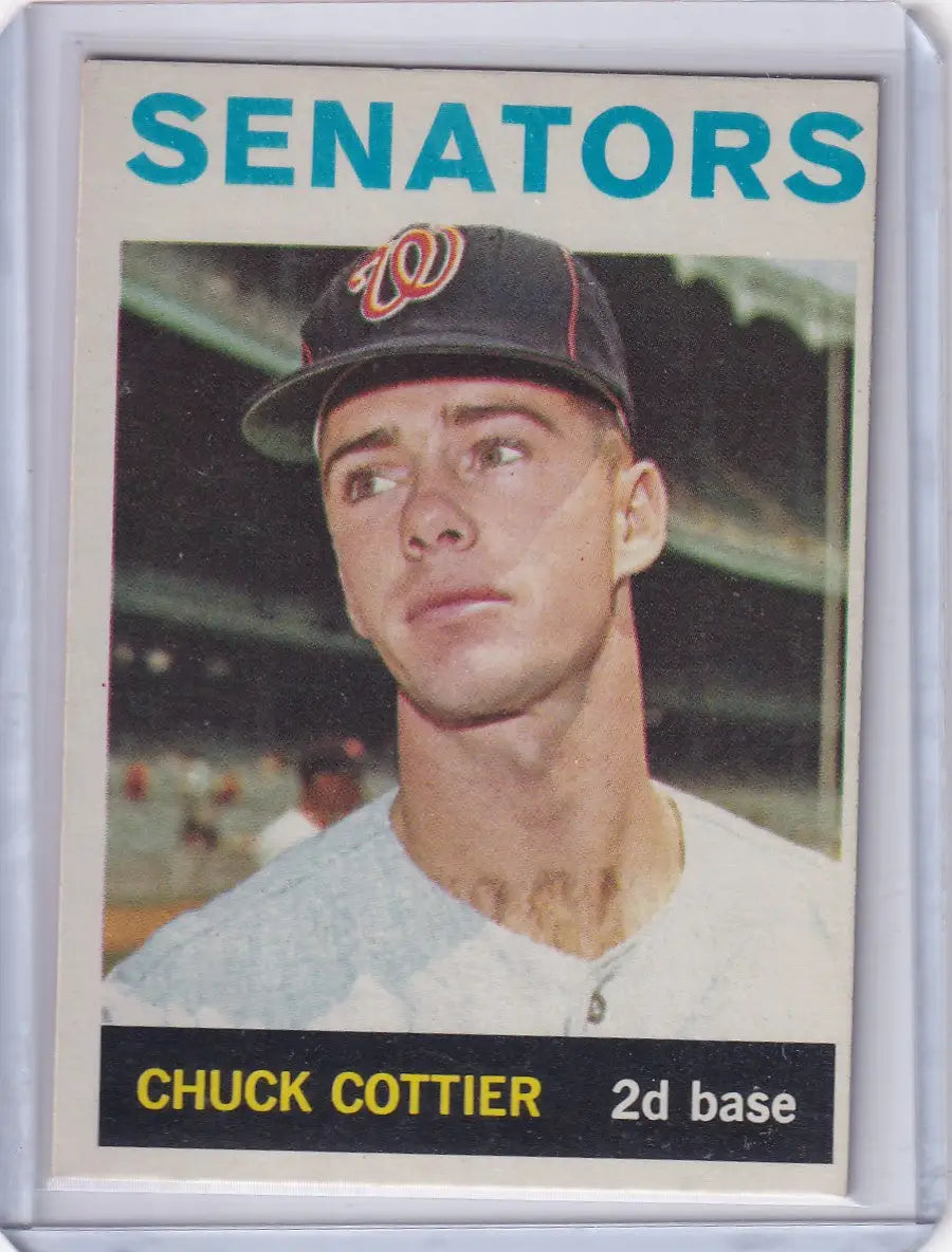 Vintage Topps Baseball card of Chuck Cottier, second baseman for Washington Senators