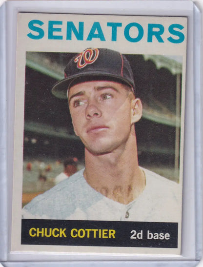 Vintage Topps Baseball card of Chuck Cottier, second baseman for Washington Senators