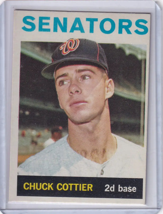 Vintage Topps Baseball card of Chuck Cottier, second baseman for Washington Senators