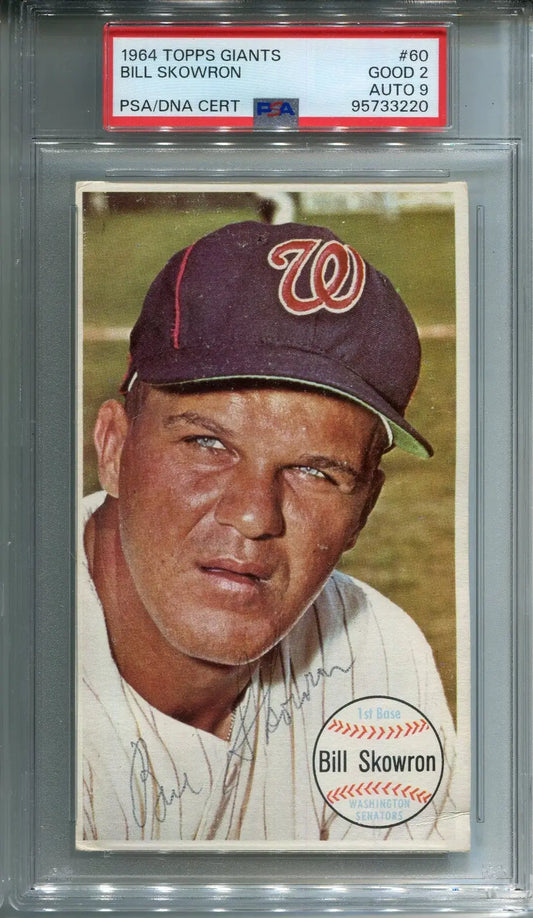 1964 Topps Giants Bill Moose Skowron Signed #60 PSA 2 DNA 9 AUTO Washington - Baseball Card Single