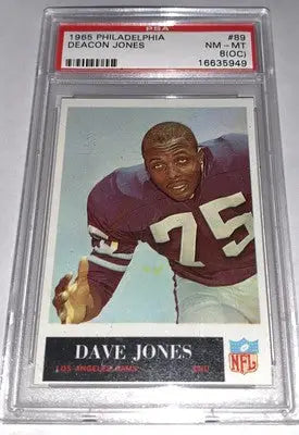 Graded 1965 Philadelphia Deacon Jones football trading card LA Rams PSA 8 o/c