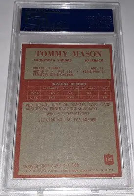 1965 Philadelphia Football #108 Tommy Mason PSA 8 Vikings - Football Card Single