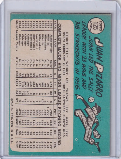 1965 Topps Baseball card of Juan Pizarro sliding for the Chicago White Sox