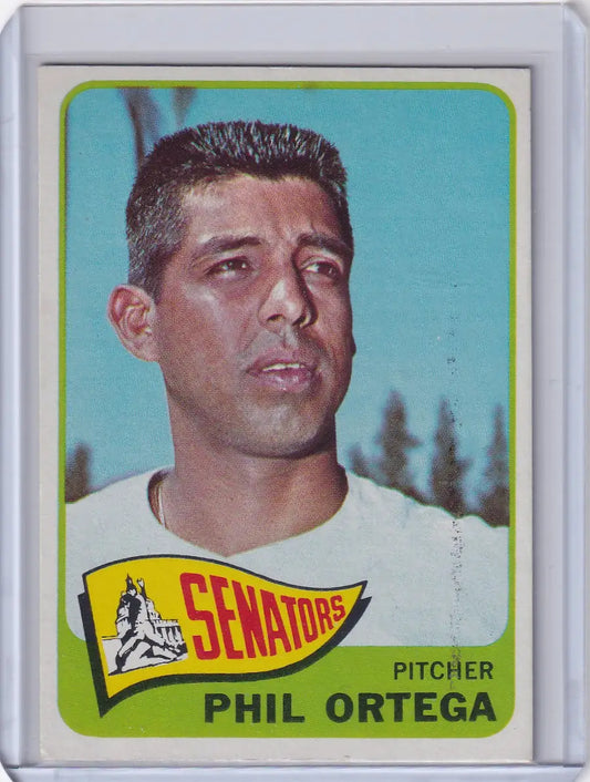 1965 Topps Baseball card of Phil Ortega from the Washington Senators team