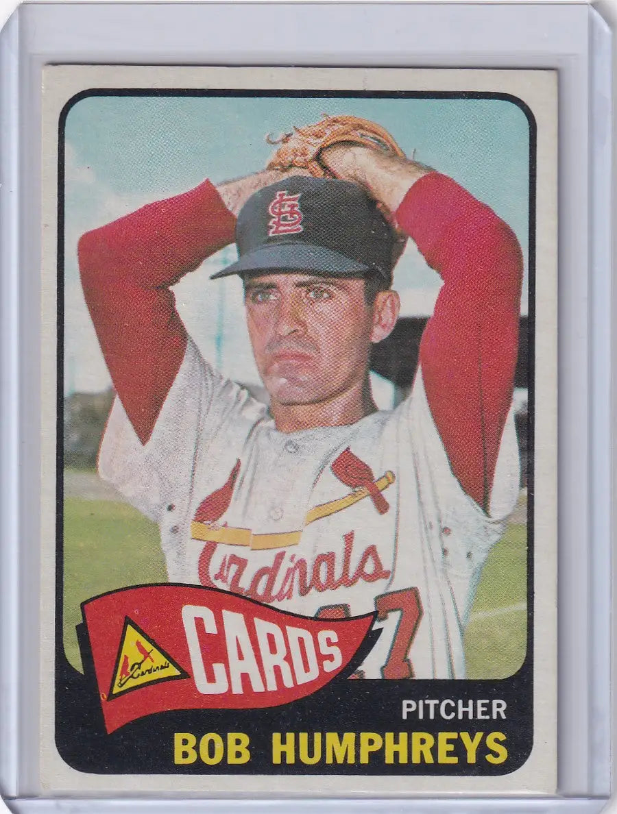 Baseball card of Bob Humphreys, St. Louis Cardinals pitcher from Topps Baseball 1965