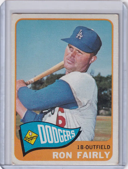 Vintage Ron Fairly Topps Baseball card showcasing Los Angeles Dodgers player in batting pose