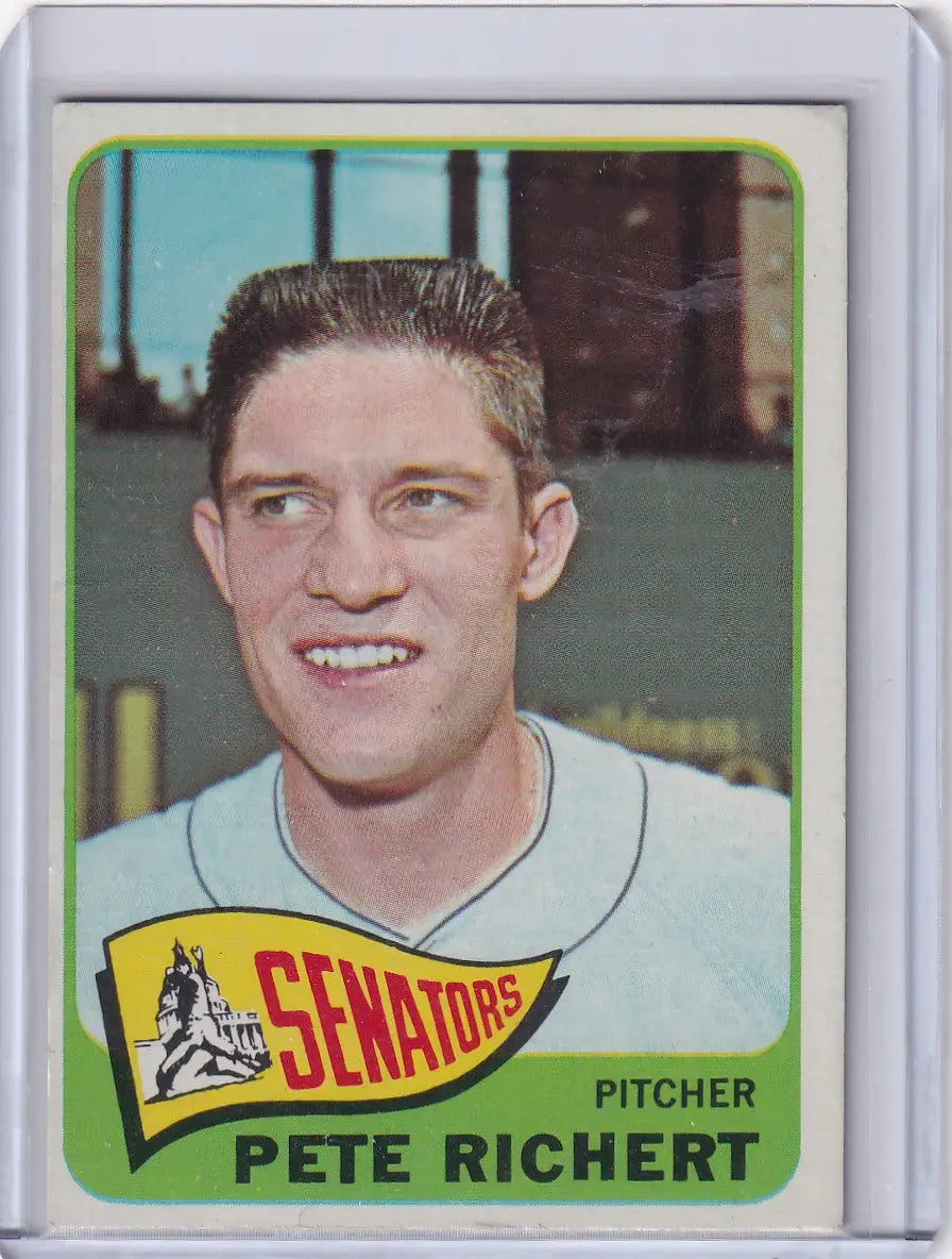 Baseball card of Pete Richert in Washington Senators uniform by Topps Baseball