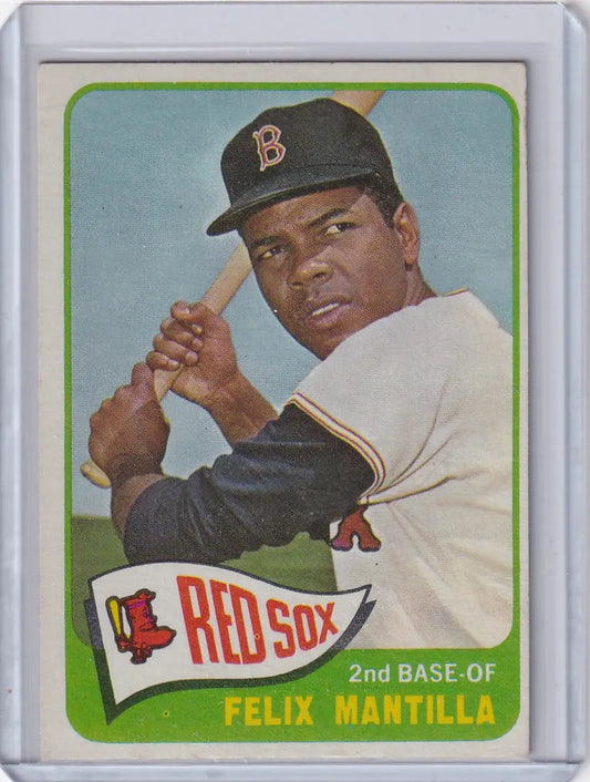 Baseball card of Felix Mantilla in batting stance for Boston Red Sox Topps Baseball